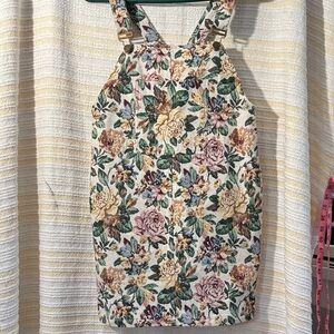 House of Harlow 1960x REVOLVE Levi Overall Dress Ivory Tapestry Flora | Size XXS